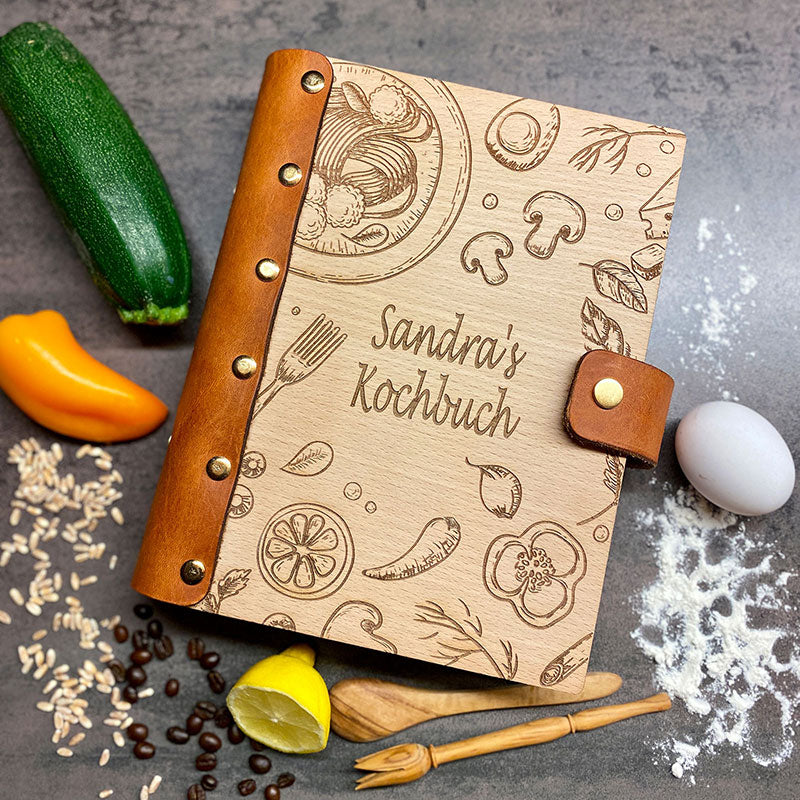 Kochbuch aus Holz - Wurmis-Holzdeko